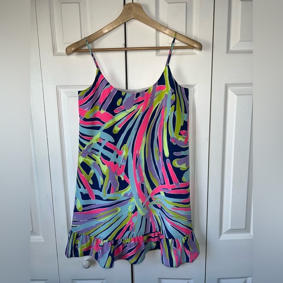 Lilly Pulitzer silk slip dress with ruffle hem Sz XS - Picture 2 of 11